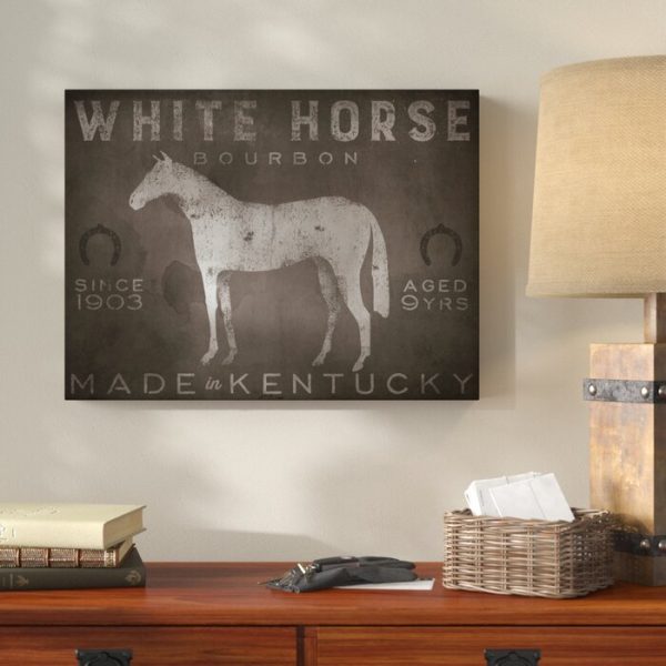 24  H x 32  W x 2  D Gray Black  White Horse with Words  Graphic Art Print on Wrapped Canvas #1921HW For Sale - Image 3