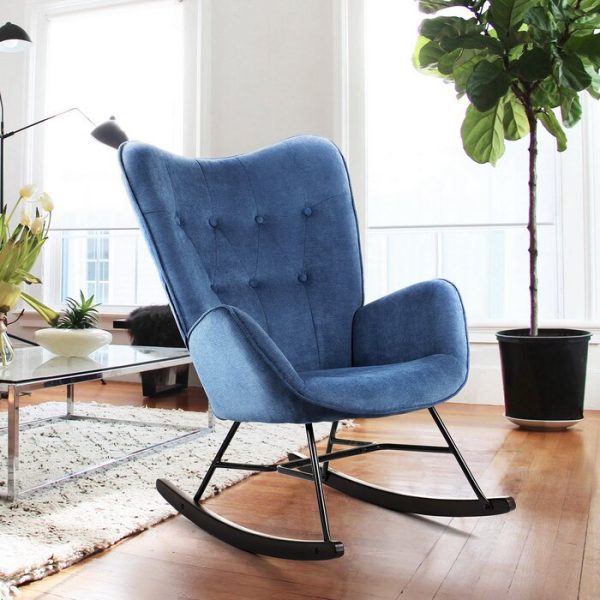 Channel Rocking Chair Blue #1961HW For Sale - Image 2