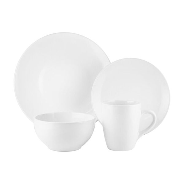 Wayfair Basics 16 Piece Dinnerware Set White, Service for 4 #1933HW For Discount - Image 2